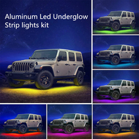 Kit d'éclairage LED RGBIC numérique pleine couleur 4 pièces en aluminium pour sous-voiture, effet de poursuite des couleurs