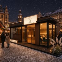 Café modulaire préfabriqué de 40 pieds, conteneur de café, panneau en aluminium-plastique, mur sandwich en PU de 100 mm, structure en acier renforcée