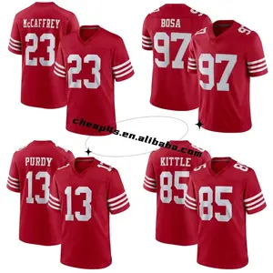 Großhandel Herren San Francisco City amerikanische Fußballtrikots genäht rot USA Fußballuniform #13 Purdy 23 McCaffrey 54 Warner