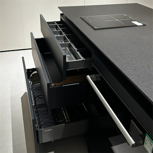 Modèle de luxe îlot de cuisine en pierre frittée îlot <span class=keywords><strong>noir</strong></span> ensemble de meubles de cuisine haut de gamme - Product Image 5