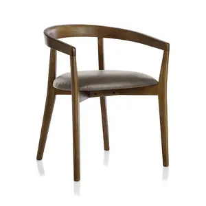 Оптовая продажа, стулья для ресторана из массива дерева с круглой спинкой в нордическом стиле, современные стулья для столовой