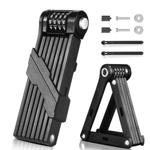 กุญแจล็อคจักรยานแบบพับได้ วัสดุโลหะผสมสังกะสี ป้องกันการโจรกรรม ความปลอดภัยสูง รหัสผ่านสี่หลัก สำหรับจักรยานไฟฟ้า แบบโซ่ - Product Image 1