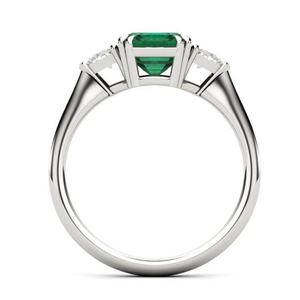 Anillo Clásico de Plata de Ley 925 Chapado en Oro de 14k con Esmeralda Creada en Laboratorio para Bodas y Fiestas - Product Image 5