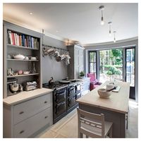 Nouveauté : Ensembles de cuisine en placage de bois artisanal assortis à l'acier inoxydable pour la construction de maisons neuves