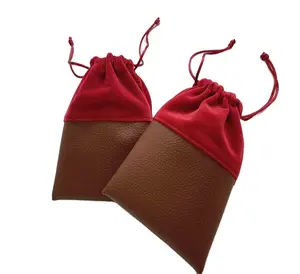Leather and Velvet Gift Bags Earring Necklace Bracelet Jewellery Small Drawstring Thick Soft High Quality Pouches