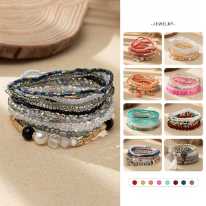 <span class=keywords><strong>Bracelet</strong></span> bohème coloré perles de riz <span class=keywords><strong>Bracelet</strong></span> femmes mode bijoux coquille tortue queue de sirène bracelets porte-bonheur ensembles de bracelets empilés - Product Image 2