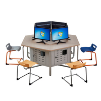 Bureaux et chaises individuels pour étudiants, avec écran LCD escamotable et sécurisé intégré, design moderne pour l'école
