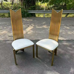 Silla de Lujo para Banquetes de Hotel VIP, de Metal y Acero Inoxidable, con Respaldo Alto, Asiento de Cuero PU Blanco, Dorada, para Eventos de Boda y Mobiliario de Hotel - Product Image 1