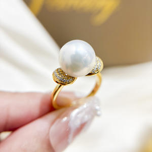 10770 Accessoires en perles DIY, ensemble de bagues en argent S925, édition légère vide, bijoux en argent avec perles rondes plates de 6 à 8 mm, bagues en diamant - Product Image 3