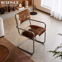 WISEMAX FURNITURE - Mobilier de maison de luxe léger - Fauteuil design vintage - Chaise de salle à manger avec structure en acier inoxydable pour salle à manger, villa