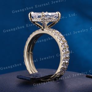 แหวนหมั้นเพชรทรงเรเดียนท์ 0.5-3 กะรัต แบบ IGI HPHT CVD เพชรเพาะเลี้ยงในห้องปฏิบัติการ ตัวเรือนเงินแท้ S925 ทองคำแท้ <span class=keywords><strong>10K</strong></span> 14K 18K สีเหลืองทอง สำหรับผู้หญิง - Product Image 5