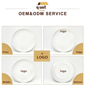 Assiette à dîner en céramique moderne avec double bordure dorée, vaisselle en porcelaine de luxe pour hôtel, restaurant, maison - Product Image 5