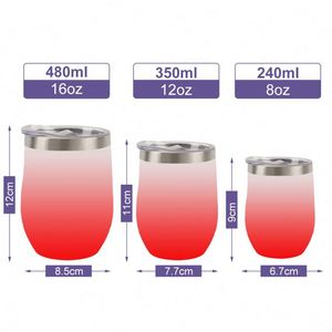 Custom LOGO Stainless Steel Wine Tumblers 2 Pack 12 oz Double Wall Vacuum Insulated Wine Cups with Lids and <b>Straws</b> Set - Product Image 4