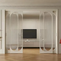 Porte coulissante en aluminium à cadre fin minimaliste moderne sans rail inférieur, porte de séparation intérieure pour cuisine, salon, chambre à coucher
