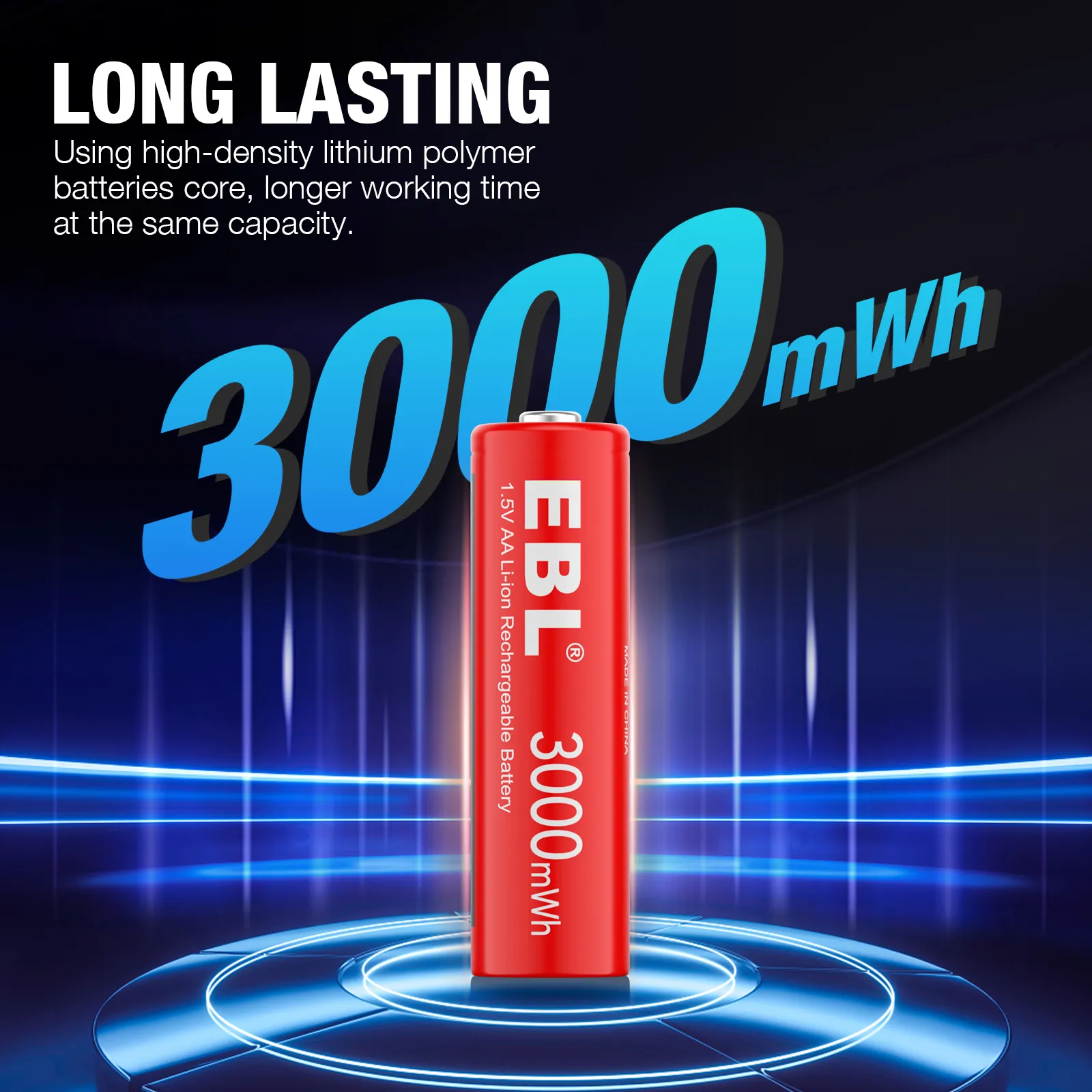 EBL AA Batteries1.5V 3000mWh şarj edilebilir piller çift bir lityum pil esnek pil paketi