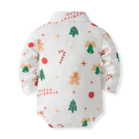 Traje Formal Navideño para Bebé Catpapa, Mono de Manga Larga con Estampado de Galleta de Jengibre, Pantalones con Tirantes, Corbata de Moño y Gorro, Disfraz Festivo