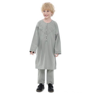 Nouvelle Robe pour Enfants d'Arabie Saoudite, Vêtements Musulmans, <span class=keywords><strong>Qamis</strong></span> pour Garçons, Jubba Thobe, <span class=keywords><strong>Ensemble</strong></span> 2 Pièces, Vêtements Islamiques, Abaya Kaftan pour Hommes, Tenue de Fête - Product Image 2