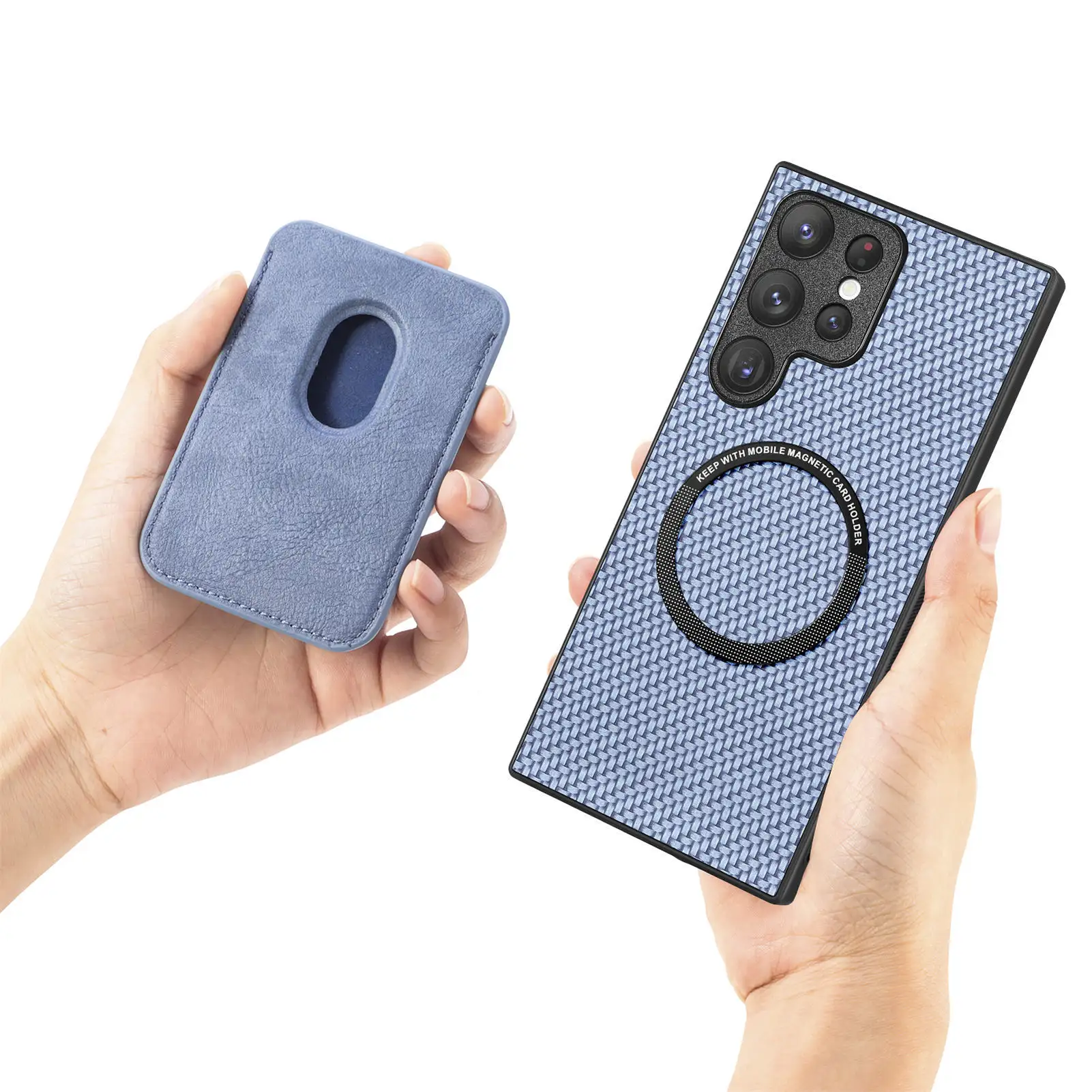 Geili 2 Trong 1 Có Thể Tháo Rời Mô Hình Sợi Carbon PU Da Từ Chủ Thẻ Wallet Trường Hợp Điện Thoại Đối Với Samsung Galaxy S24 Siêu