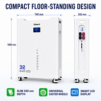 Système de stockage d'énergie solaire hybride domestique avec batterie au lithium LiFePO4 de 32 kWh, conception modulaire empilable, BMS intelligent, sortie AC