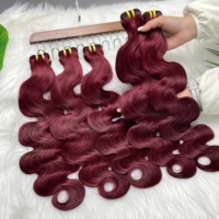 Extensions de cheveux humains brésiliens vierges non traités, ondulés, alignés aux cuticules, couleur rouge 99j, lots de tissages de cheveux naturels de vison, fournisseur