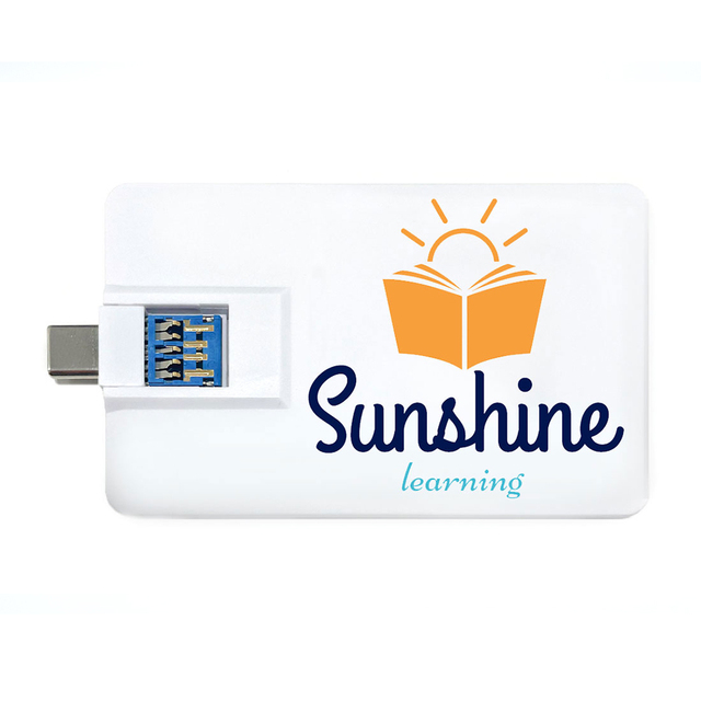 Credit Card Shape Pull Out 2 in 1 USB C Flash Drive 32GB 64GB 128G Custom Full Color Printed Logo Pendrive For Corporate Gifts