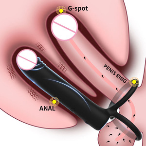 Vibrator G-spot Prostat Bergetar Ganda, Dirancang untuk Pasangan dengan <span class=keywords><strong>Stimulator</strong></span> Klitoris dan Vibrator Dildo Silikon - Product Image 1