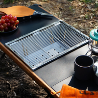 YEZHULIN IGT Mesa plegable de metal portátil Cocina móvil ajustable con características de picnic de barbacoa para acampar Aventuras al aire libre