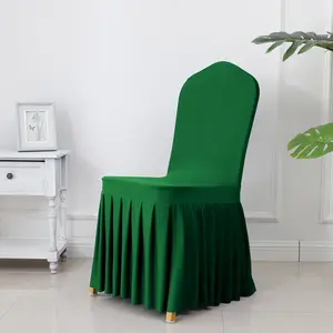 Thickened Elastic Pleated Skirt Dining Chair Cover 10 Customizable Plain Dyed CN;ZHE Wedding Hotel Hotel Banquet Hem Hotel Linen