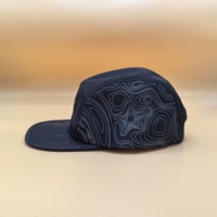 Casquette 5 panneaux personnalisée avec logo réfléchissant, en polyester perforé, pour la course, noir, marine, topographique, vente en gros, OEM