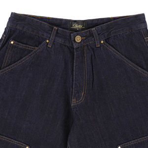 Vente en gros : Jean en denim brut pour homme, coupe bootcut, coupe ample, grandes tailles, avec logo personnalisé, patchs à rivets, double genouillère, style mode, skate, décontracté, baggy, charpentier - Product Image 6