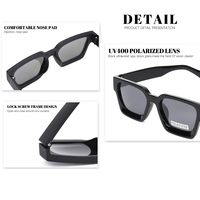 Lunettes de Soleil Carrées Hommes Femmes PC Polarisées avec Logo Métal Vintage Personnalisé Noires
