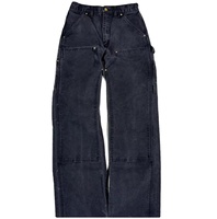 Pantalon cargo droit en jean délavé à double genou pour homme, coupe large, style boyfriend, qualité supérieure