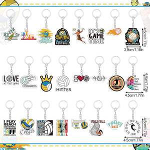 50 pièces de porte-clés en acrylique léger et imperméable, cadeaux en vrac, 25 styles, thème sportif d'équipe de volley-ball, faveurs de fête, décoration - Product Image 1