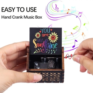 Black Wooden Music <b>Box</b> Hand Cranked Movement You Are My Sunshine Gifts <b>for</b> Children Birthday <b>Present</b> Home Office Decoration - Product Image 2