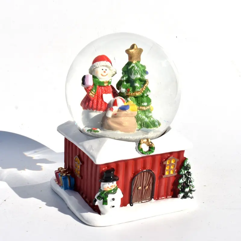 Custom Christmas Souvenir Gifts Resin Crafts Glass Snow Globe Santa Water Ball