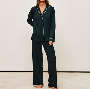 Custom Striped Soft Cozy Breathable Lightweight Comfortable Ladies long-sleeve and Trousers Pajamas Sets for Women Nightwear - Product Image 1