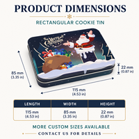 Boîte à biscuits de Noël personnalisée avec couvercle, 115x85x22mm, emballage métallique rectangulaire pour biscuits, cadeaux de boulangerie