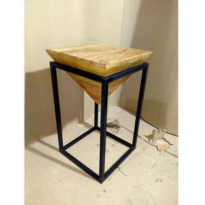 Table d'appoint en bois d'acacia avec structure en métal massif, table d'appoint moderne pour salon, bureau et mobilier de maison - Product Image 3