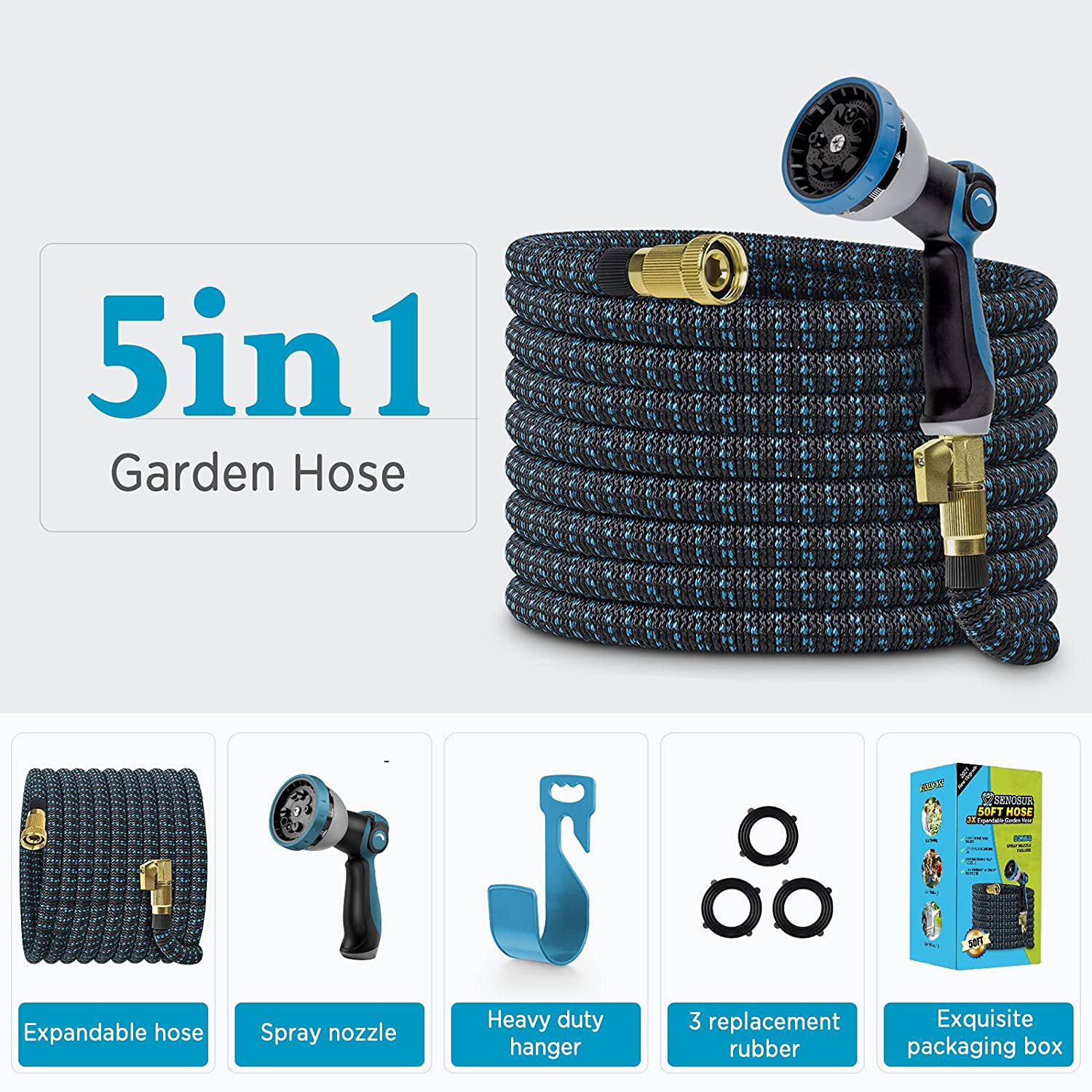 25ft 50ft 75ft 100ft 200ft outdoor kink free expanding garden water expandable hose pipe