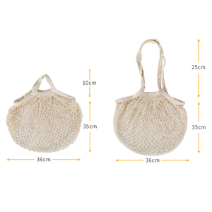 Sustainable Net Reusable Fruit Vegetable Storage Tote Bag with Long Handles
