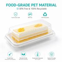 Boîte d'emballage rectangulaire longue en plastique transparent avec base blanche pour sandwichs, toasts et gâteaux roulés