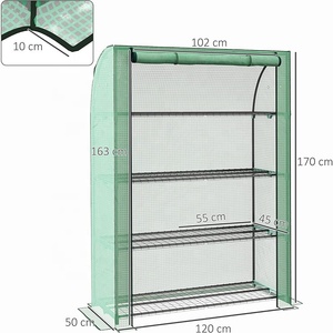 Modern PE <strong>Greenhouse</strong> for <strong>Balcony</strong> 4-Tier Steel Frame with Zip Door &amp; Roll-up for Vegetables Plants Flowers - Product Image 2