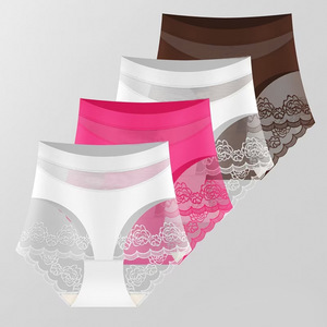 Lace Girly <b>Panties</b> Women's Seamless Thin <b>Sexy</b> Underwear Rose Red Cotton Crotch Solid Color Knitting Fabric - Product Image 3