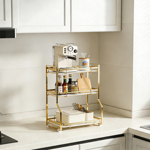 Étagère de comptoir pliable en métal, organisateur de cuisine multi-niveaux, support de rangement pour assaisonnements, gain de place - Product Image 1