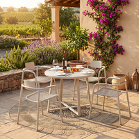 Meubles de jardin en aluminium pour villa, tables et chaises de patio avec barbecue pour 4 personnes, ensemble de table à manger pour balcon avec barbecue