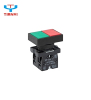 Interruttore a pulsante serie LAY5-E 240V 3A, testa piatta/rotante rossa, 1NO+1NC, impermeabile IP65, in plastica, con ritorno a molla e LED completo