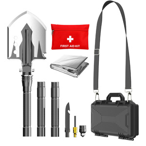 Pelle pliante multifonctionnelle personnalisée de 13 pouces en alliage d'aluminium, ensemble d'outils de survie en plein air, de camping et de sauvetage avec trousse de premiers soins - Product Image 2