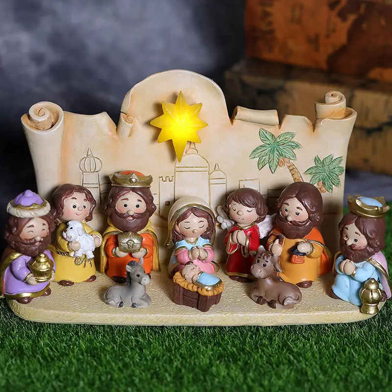 Christmas Cartoon Nativity set statue Scene Decoration Figure Home Decoration Crafts Nativity set Christmas statues resin craft