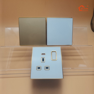 Iraq saudita blanco gris negro plata metal línea 5pin socket 3pin 13a 16a 3 pin universal 1 gang interruptor de botón pulsador - Product Image 2