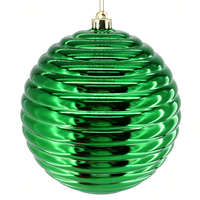 Boule de Noël en plastique de 20 cm, grande, à rayures côtelées électro-plaquées, à suspendre, pour la décoration des fêtes